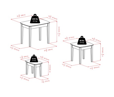 Bradley 3-Pc Nesting Table Set, Walnut