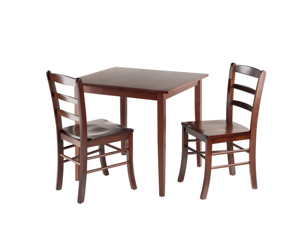 Groveland 3-Pc Dining Table with 2 Ladder Back Chairs, Walnut