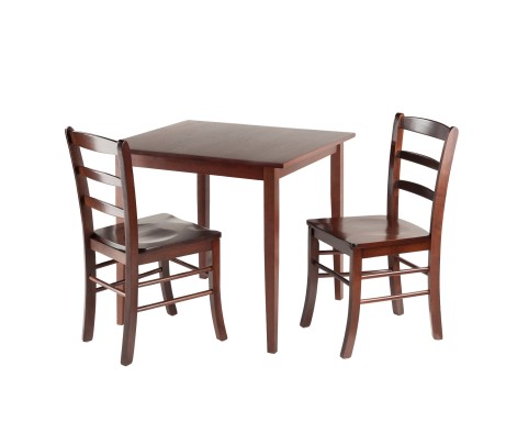 Groveland 3-Pc Dining Table with 2 Ladder Back Chairs, Walnut