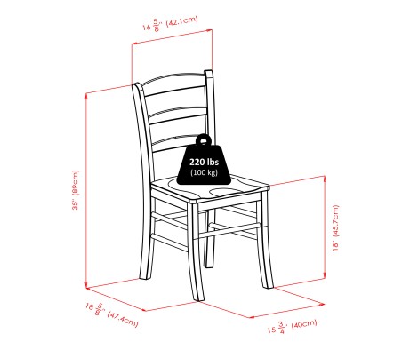 Groveland 3-Pc Dining Table with 2 Ladder Back Chairs, Walnut