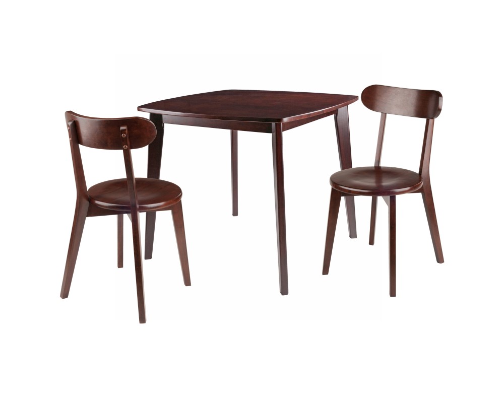 Pauline 3-Pc Dining Table with 2 Chairs, Walnut