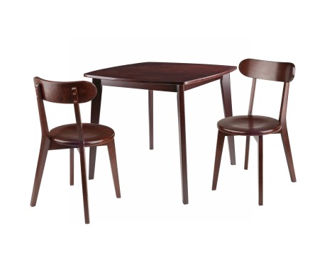 Pauline 3-Pc Dining Table with 2 Chairs, Walnut