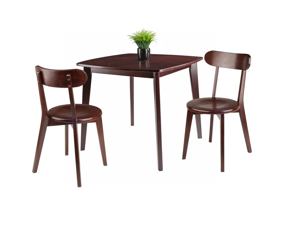 Pauline 3-Pc Dining Table with 2 Chairs, Walnut