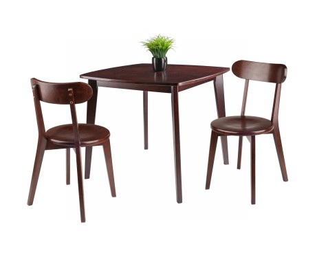 Pauline 3-Pc Dining Table with 2 Chairs, Walnut