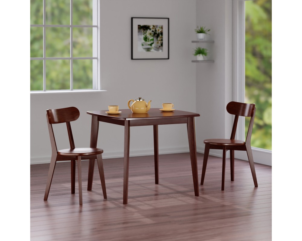 Pauline 3-Pc Dining Table with 2 Chairs, Walnut