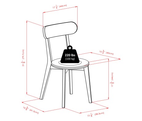 Pauline 3-Pc Dining Table with 2 Chairs, Walnut