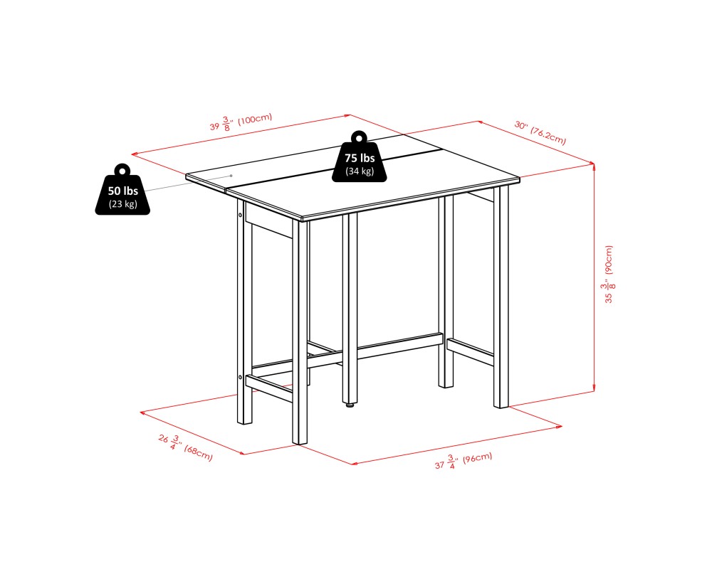 Lynnwood Extendable High Dining Table with 2 Ladder-Back Stools, 35' High, 39' Wide, Walnut