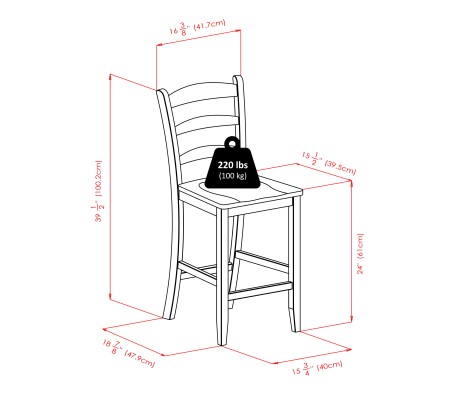 Lynnwood Extendable High Dining Table with 2 Ladder-Back Stools, 35' High, 39' Wide, Walnut
