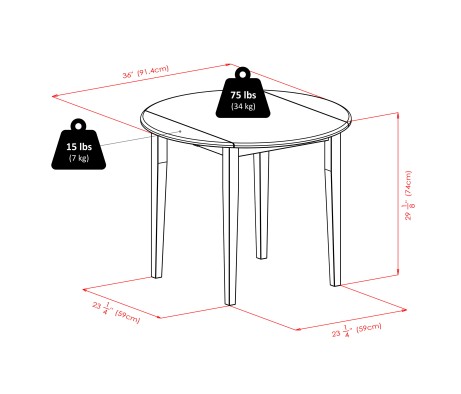 Clayton Extendable Dining Table with 2 Ladder Back Chairs, 36' Wide, 29' High, Walnut