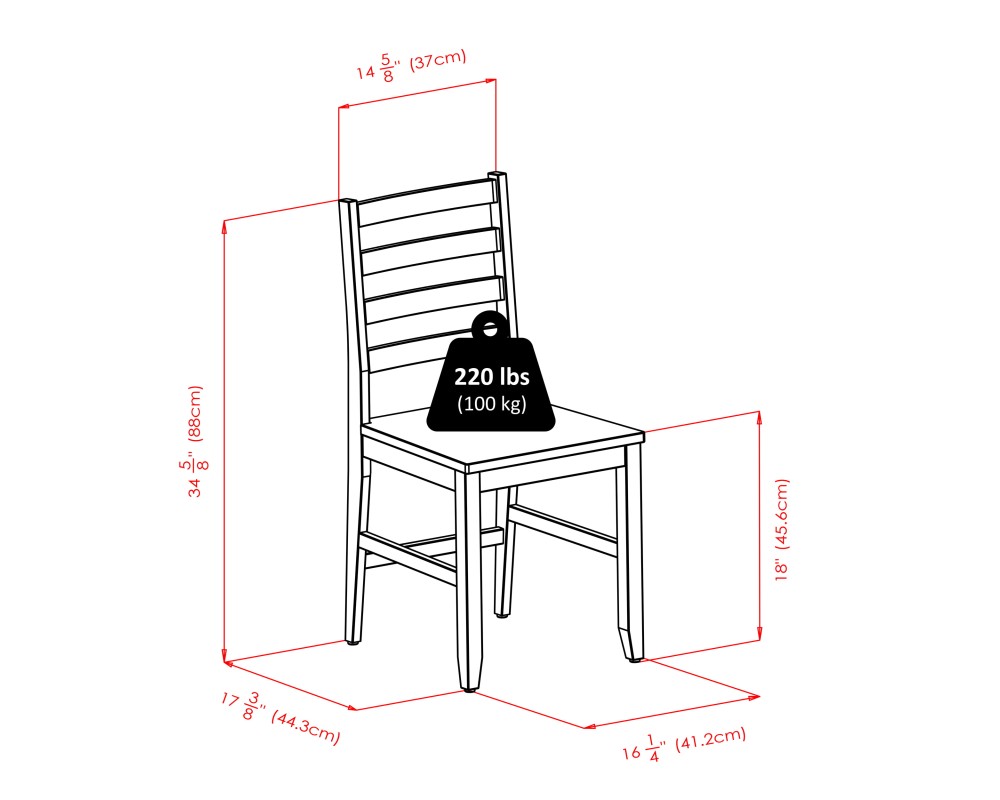 Clayton Extendable Dining Table with 2 Ladder Back Chairs, 36' Wide, 29' High, Walnut