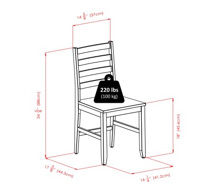 Clayton Extendable Dining Table with 2 Ladder Back Chairs, 36' Wide, 29' High, Walnut