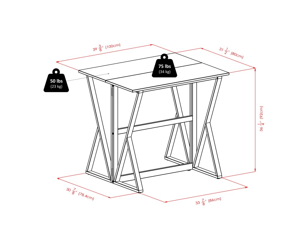 Harrington High Foldable Dining Table with 2 Cushion Bar Stools, 36' High, 39' Wide, Espresso and Walnut