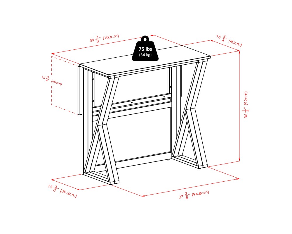 Harrington High Foldable Dining Table with 2 Cushion Bar Stools, 36' High, 39' Wide, Espresso and Walnut