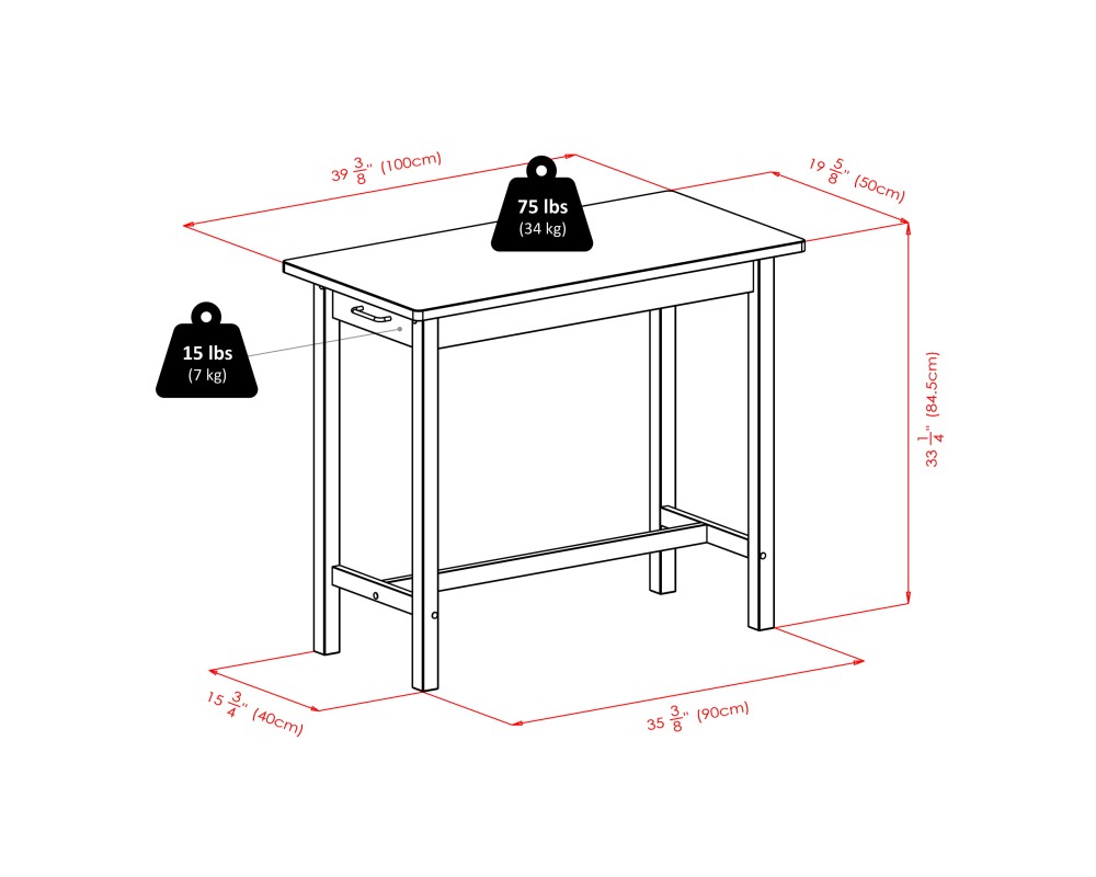 Sally 3-Pc Breakfast Table with 2 Square Leg Counter Stools, Walnut