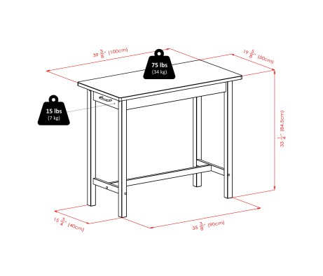 Sally 3-Pc Breakfast Table with 2 Square Leg Counter Stools, Walnut