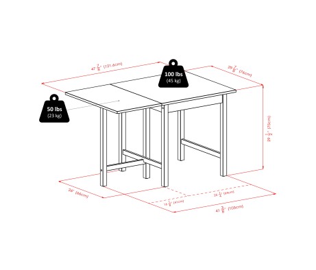 Lynden Extendable Dining Table with 2 Ladder-Back Chairs, 48' Wide, 30' High, Walnut