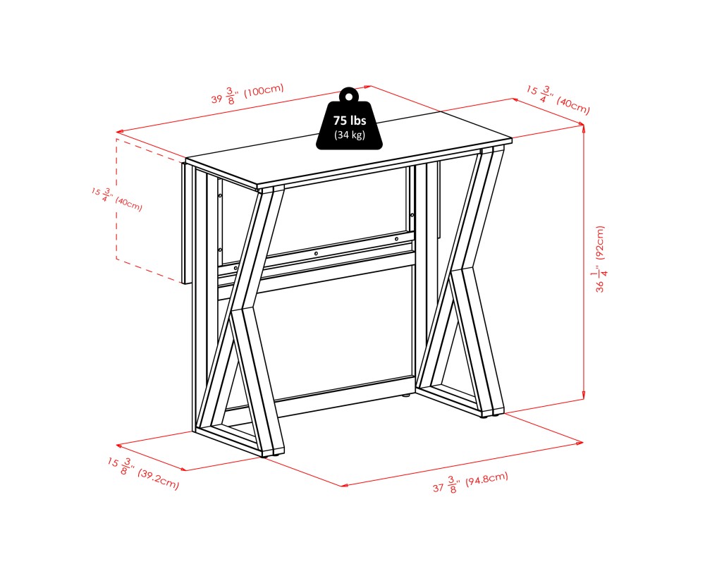 Harrington High Foldable Dining Table with 2 Cushion Saddle-Seat Counter Stools, 36' High, 39' Wide, Walnut and Black