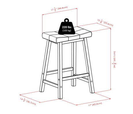 Lynnwood Extendable High Dining Table with 2 Cushion Saddle-Seat Stools, 35' High, 39' Wide, Walnut and Black