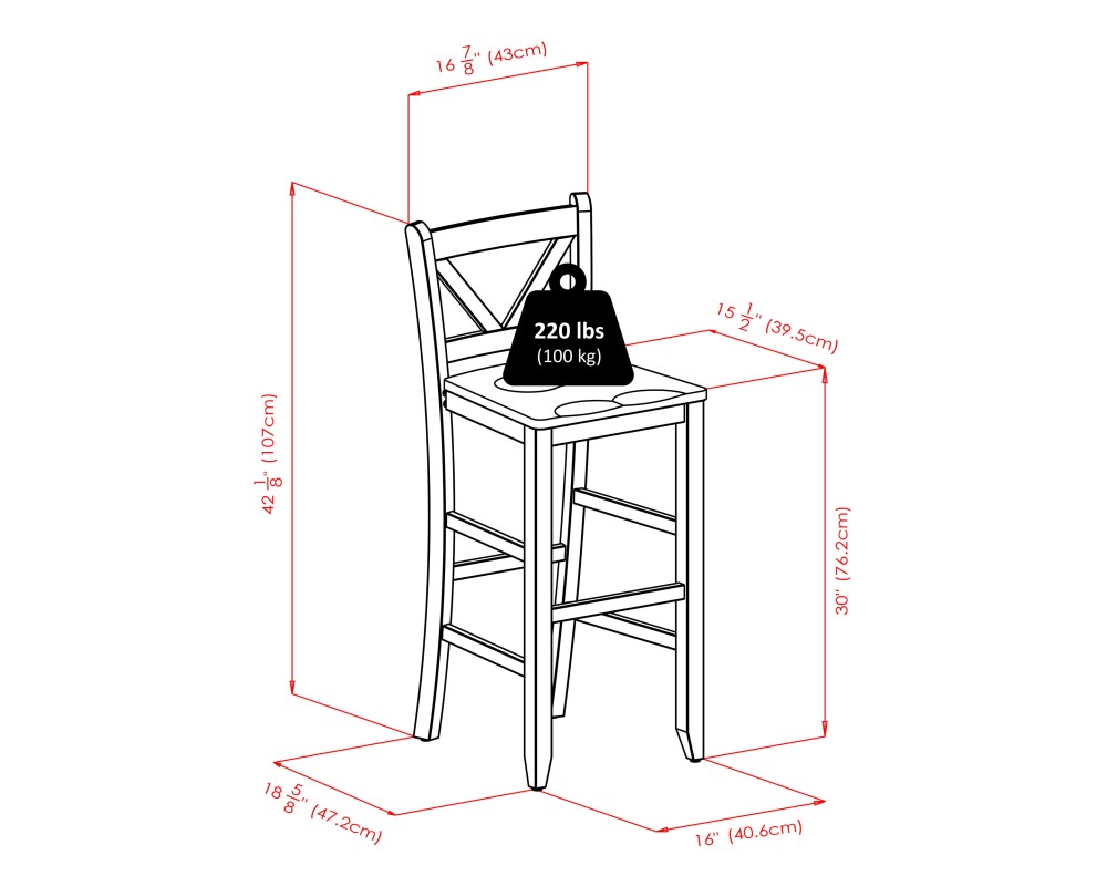 Parkland 3-Pc High Dining Table with 2 Bar V-Back Bar Stools, Walnut
