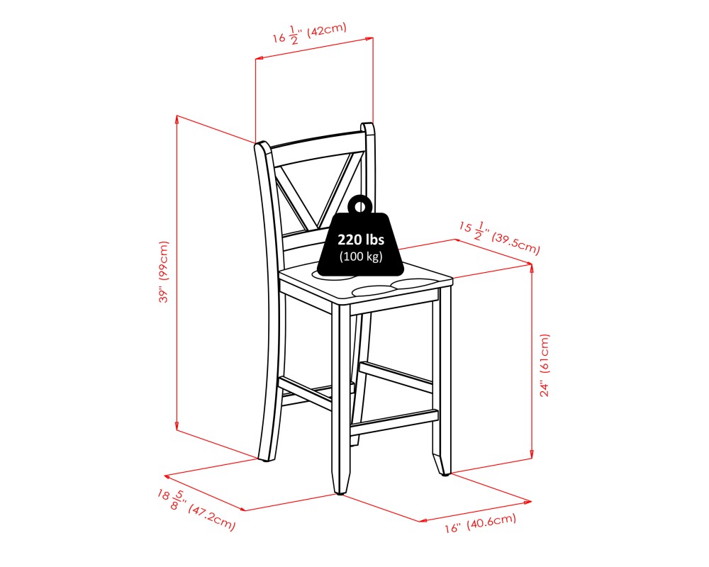 Orlando 3-Pc High Dining Table with 2 V-Back Counter Stools, Walnut