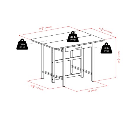 Taylor 3-Pc Drop Leaf Dining Table with 2 Ladder Back Chairs, Walnut