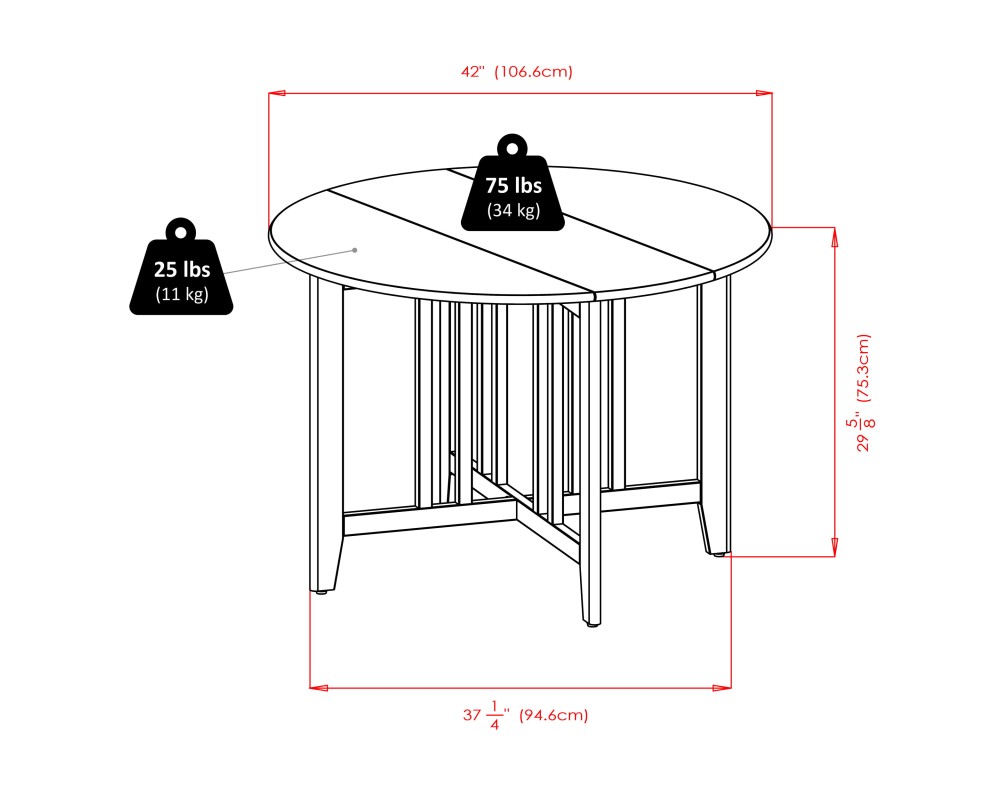 Alamo 3-Pc Double Drop Leaf Dining Table with 2 Ladder Back Chairs, Walnut