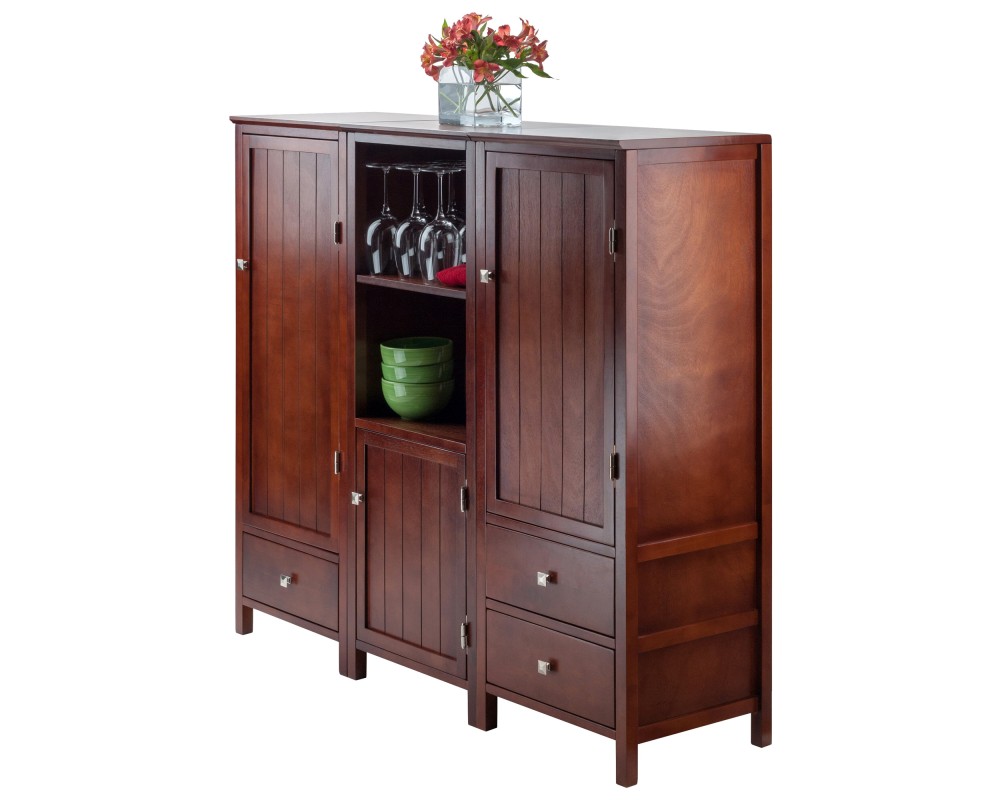 Brooke 3-Pc Jelly Cupboard Set, 47' High, 52' Wide, Walnut