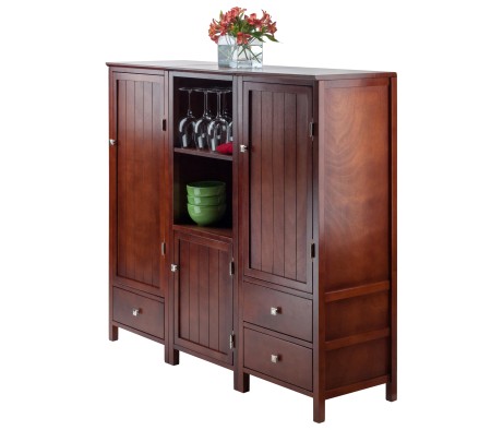 Brooke 3-Pc Jelly Cupboard Set, 47' High, 52' Wide, Walnut