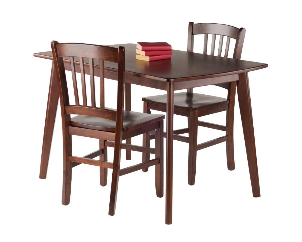 Shaye 3-Pc Dining Table with 2 Slat Back Chairs, Walnut