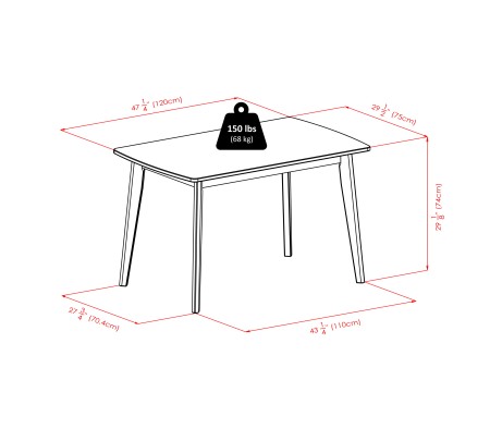 Shaye 3-Pc Dining Table with 2 Slat Back Chairs, Walnut