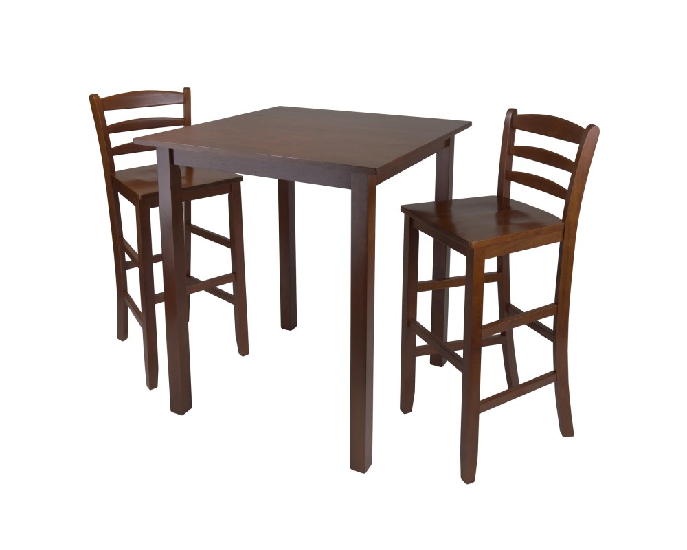 Parkland 3-Pc High Dining Table with 2 Ladder Back Bar Stools, Walnut