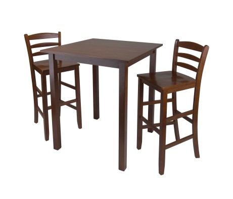 Parkland 3-Pc High Dining Table with 2 Ladder Back Bar Stools, Walnut