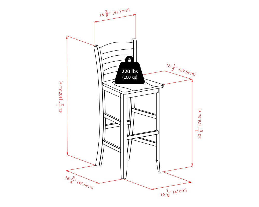 Parkland 3-Pc High Dining Table with 2 Ladder Back Bar Stools, Walnut