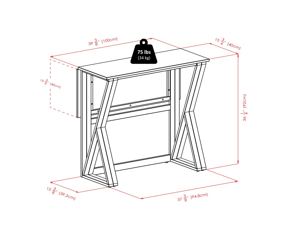 Harrington High Foldable Dining Table with 2 Cushion Saddle-Seat Bar Stools, 36' High, 39' Wide, Walnut and Black