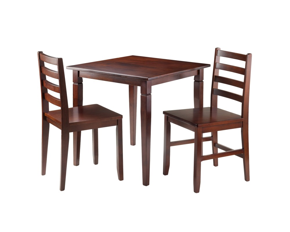 Kingsgate Dining Table with 2 Ladder-Back Chairs, 30' Wide, 29' High, Walnut