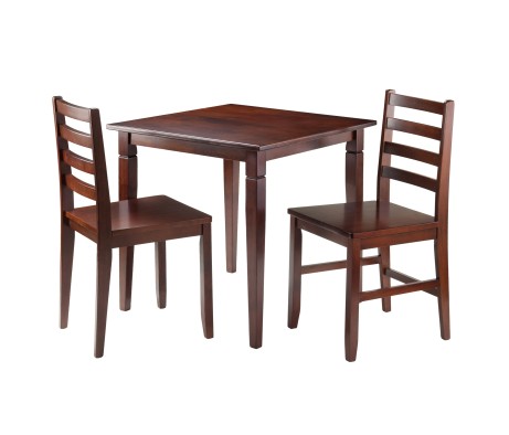 Kingsgate Dining Table with 2 Ladder-Back Chairs, 30' Wide, 29' High, Walnut