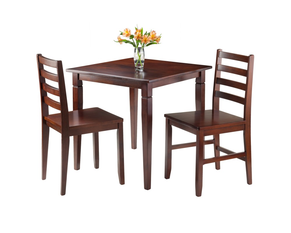 Kingsgate Dining Table with 2 Ladder-Back Chairs, 30' Wide, 29' High, Walnut