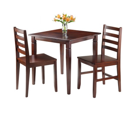 Kingsgate Dining Table with 2 Ladder-Back Chairs, 30' Wide, 29' High, Walnut