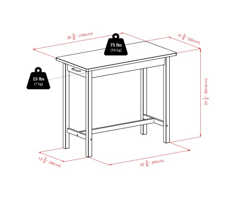 Sally 3-Pc Breakfast Table with 2 V-Back Counter Stools, Walnut