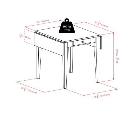 Hamilton Extendable Dining Table with 2 Ladder-Back Chairs, 42' Wide, Walnut