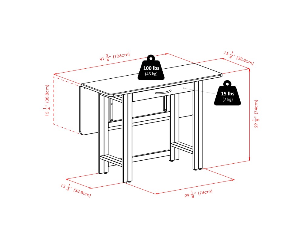 Taylor 3-Pc Drop Leaf Dining Table with 2 Ladder Back Chairs, Walnut