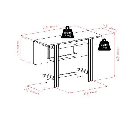 Taylor 3-Pc Drop Leaf Dining Table with 2 Ladder Back Chairs, Walnut