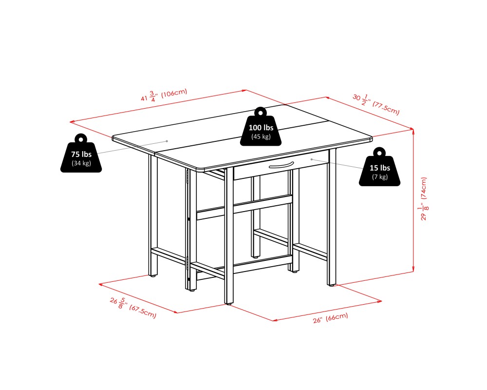 Taylor 3-Pc Drop Leaf Dining Table with 2 Ladder Back Chairs, Walnut