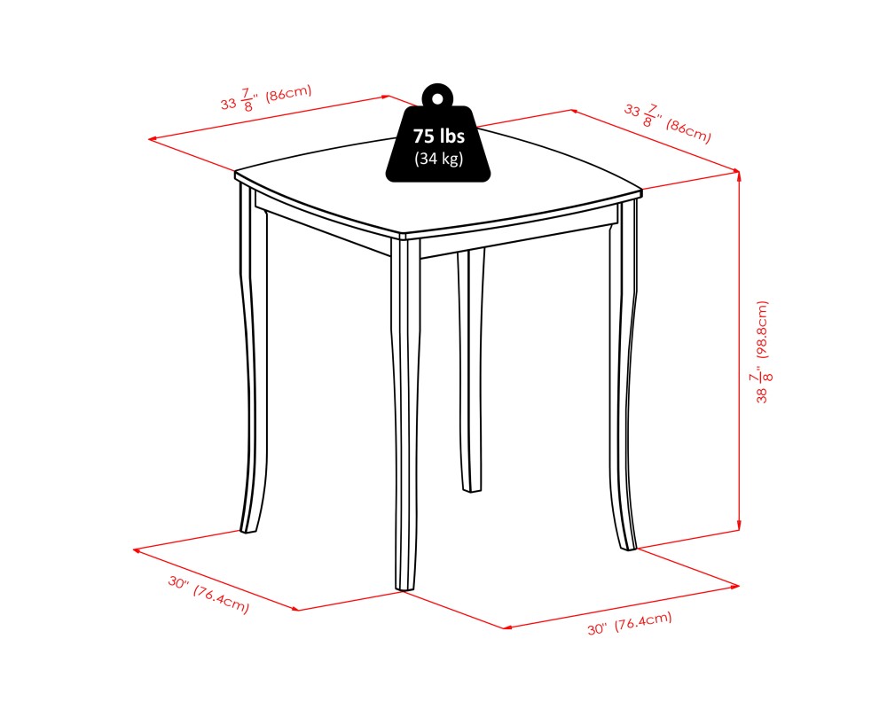 Inglewood High Dining Table with 2 Ladder-Back Bar Stools, 39' High, 34' Wide, Walnut