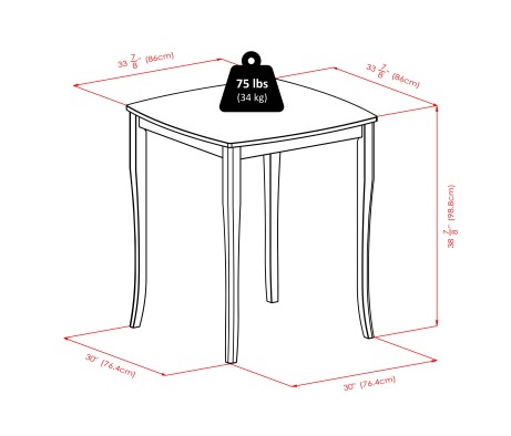 Inglewood High Dining Table with 2 Ladder-Back Bar Stools, 39' High, 34' Wide, Walnut