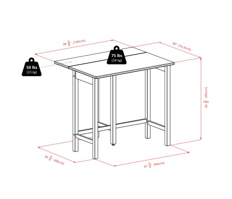 Lynnwood Extendable High Dining Table with 2 Saddle-Seat Stools, 35' High, 39' Wide, Walnut