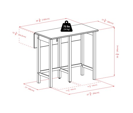 Lynnwood Extendable High Dining Table with 2 Saddle-Seat Stools, 35' High, 39' Wide, Walnut