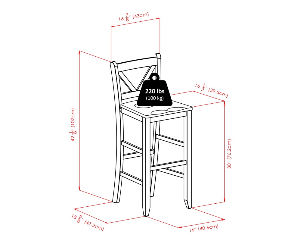 Fiona High Round Dining Table with 2 V-Back Stools, 39' High, 34' Wide, Walnut