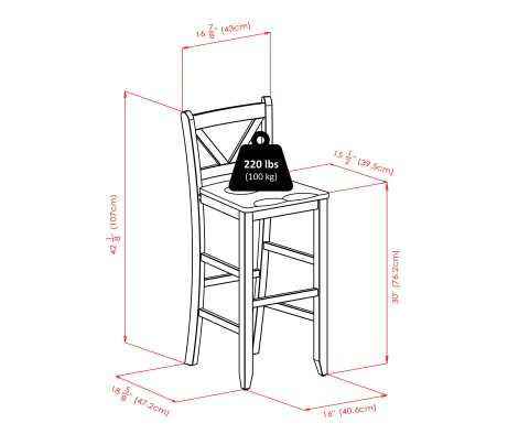 Fiona High Round Dining Table with 2 V-Back Stools, 39' High, 34' Wide, Walnut