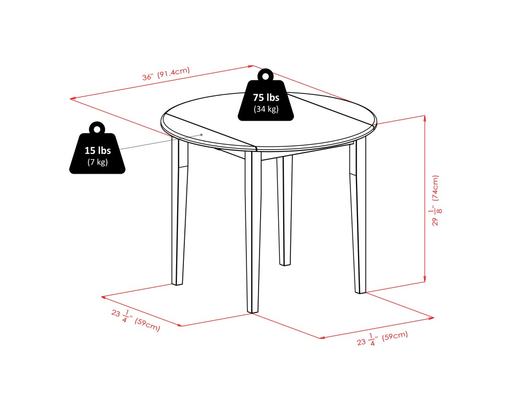 Clayton Extendable Dining Table with 2 Keyhole Back Chairs, 36' Wide, 29' High, Walnut